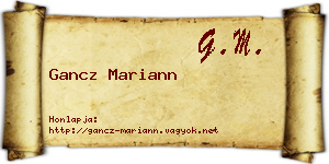Gancz Mariann névjegykártya